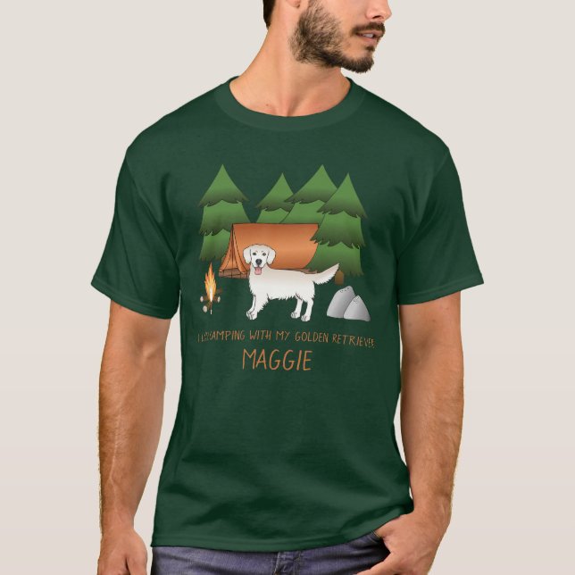 Camiseta Acampamento De Retriever De Ouro Inglês Em Uma Flo (Frente)