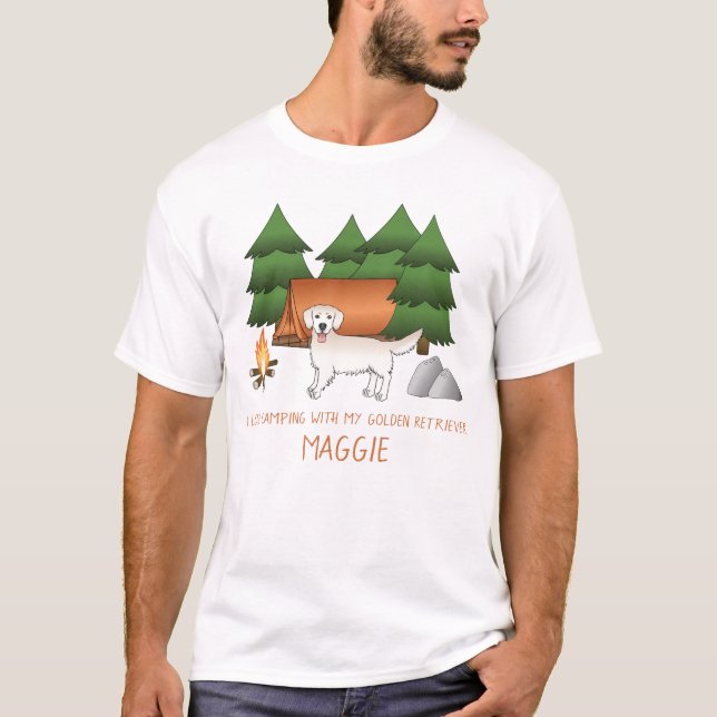 Camiseta Acampamento De Retriever De Ouro Inglês Em Uma Flo (Frente)