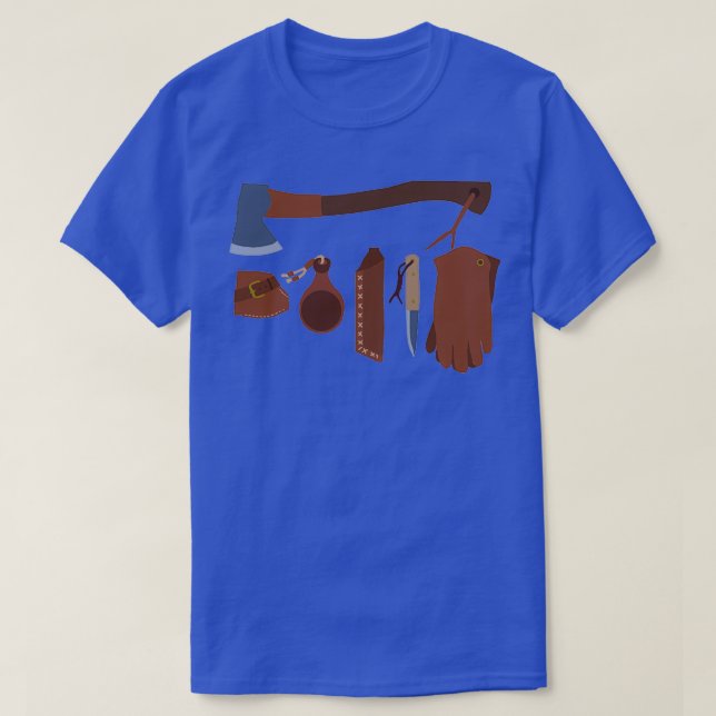 Camiseta Acampamento de Sobrevivência do Kit de Bushcraft (Frente do Design)