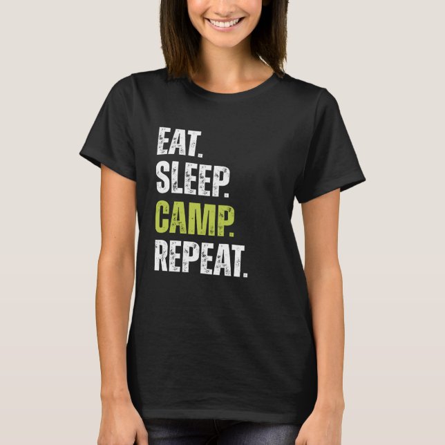 Camiseta Acampamento de Sono Engraçado Repetir amante acamp (Frente)