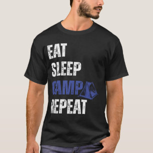 Camiseta Acampamento de Sono Engraçado Repetir citação de a