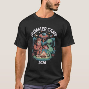 Camiseta Acampamento de Verão Divertido 2026 Alien Bigfoot