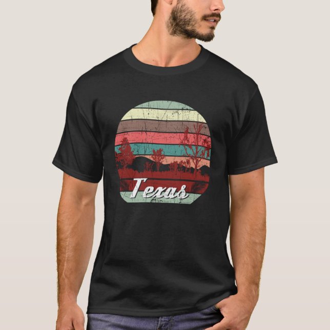 Camiseta Acampamento de Viagem do Texas com Distância de Co (Frente)