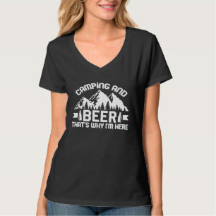 Camiseta Acampamento E Cerveja Por Isso Estou Aqui Engraçad