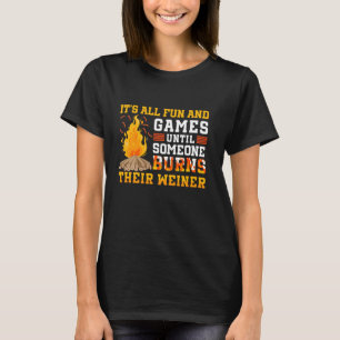 Camiseta Acampamento É Divertido e Jogos Até Alguém Queimar