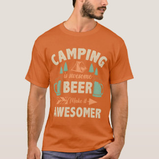 Camiseta acampamento é incrível cerveja torna ainda mais in