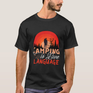Camiseta Acampamento É Linguagem do Amor Retro Pôr do Sol a