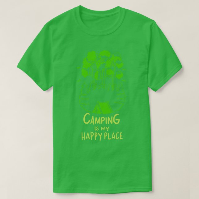 Camiseta Acampamento É Meu Lugar Feliz (Frente do Design)
