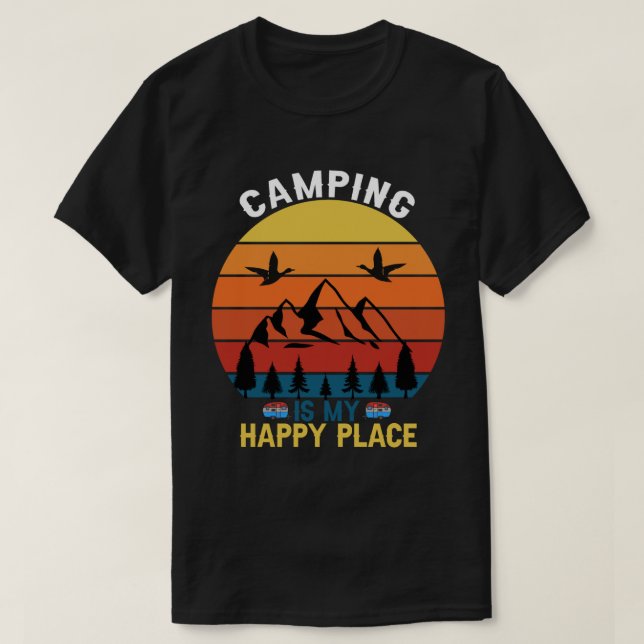 Camiseta Acampamento É Meu Lugar Feliz (Frente do Design)