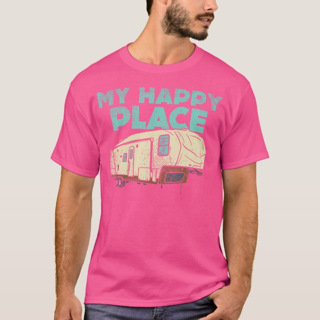 Camiseta Acampamento É Meu Lugar Feliz, 5 Camper Rv Camp (Frente)