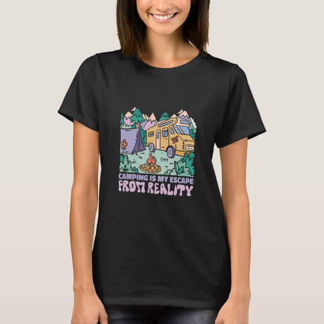 Camiseta Acampamento é minha fuga da Realidade Camper Van C (Frente)