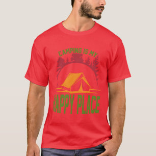 Camiseta Acampamento é o meu lugar feliz engraçado