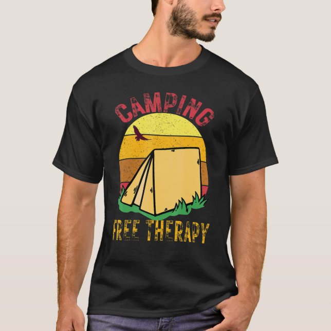 Camiseta Acampamento É Terapêutica Livre Floresta Selvagem (Frente)