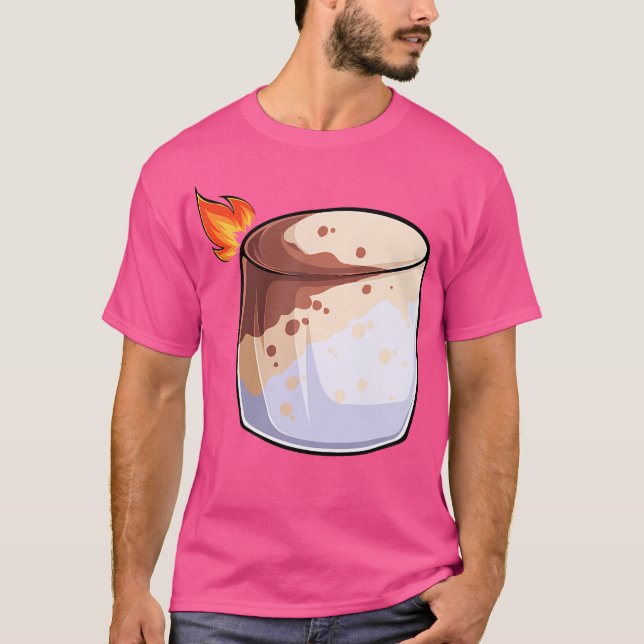 Camiseta Acampamento em Grupo com S'Mores de Marshmallow Qu (Frente)