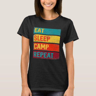 Camiseta Acampamento Engraçado Comer Acampamento do Sono Re