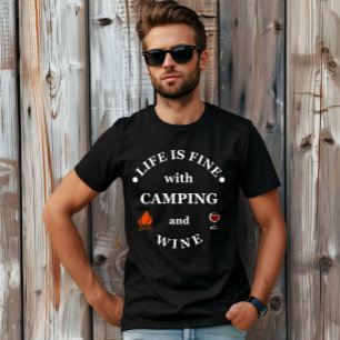 Camiseta acampamento engraçado e citações de vinho