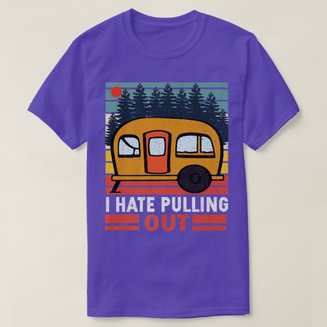 Camiseta Acampamento Engraçado Odeio Sair (Frente do Design)