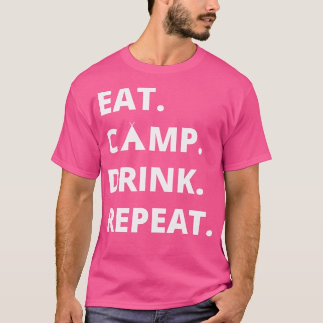 Camiseta Acampamento Engraçado Presente Coma Camp Beba Repe (Frente)