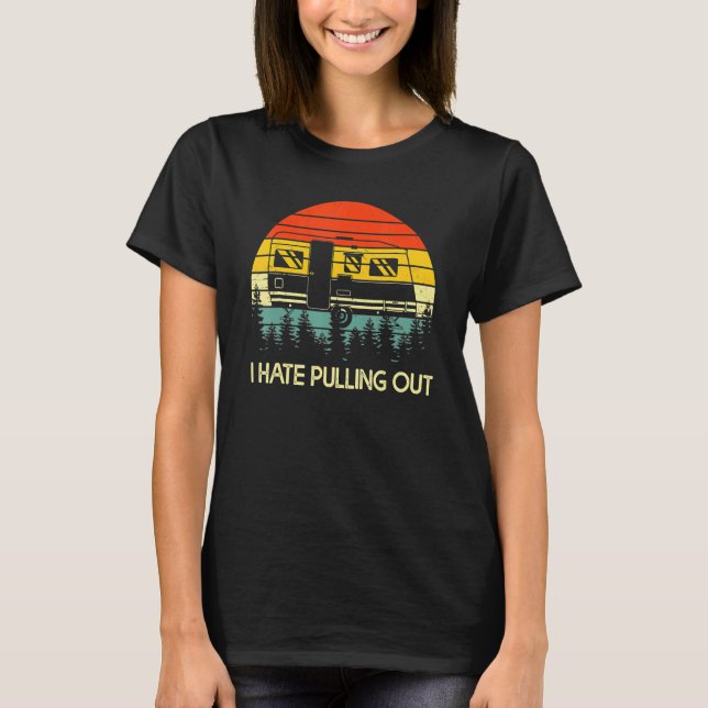 Camiseta Acampamento Eu Odeio Retirar Retro Viagem (Frente)
