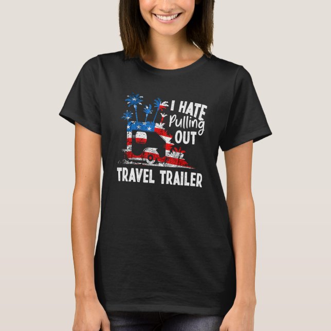 Camiseta Acampamento Eu Odeio Tirar Bandeira De Viagem (Frente)