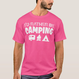 Camiseta Acampamento Eu Preferiria Estar Acampando vintage