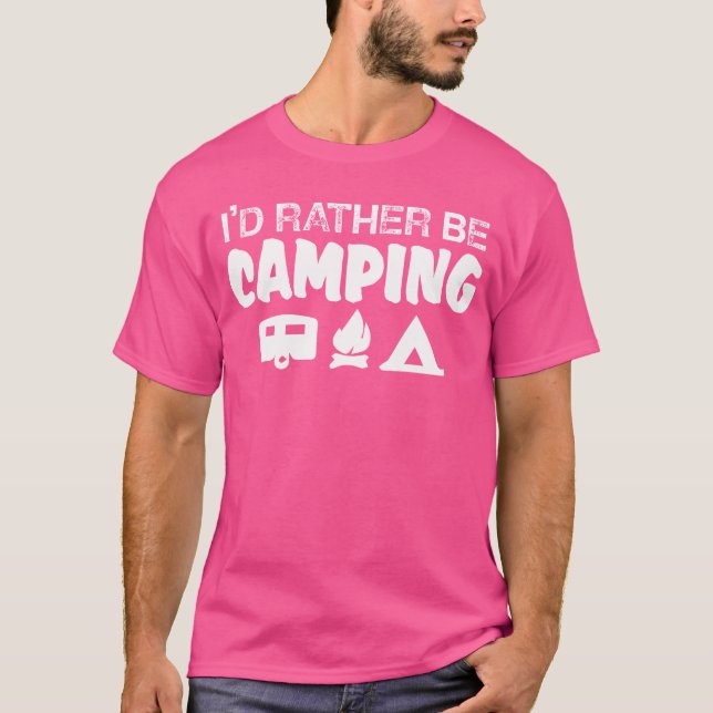 Camiseta Acampamento Eu Preferiria Estar Acampando vintage (Frente)