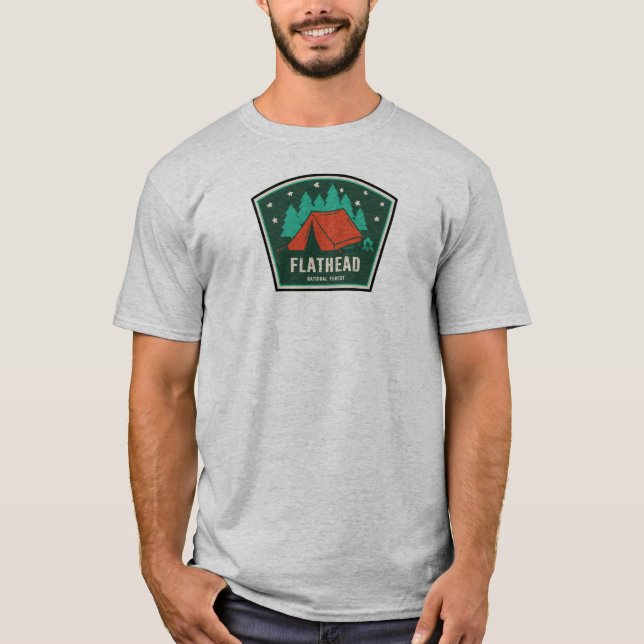Camiseta Acampamento Florestal Nacional Flathead (Frente)