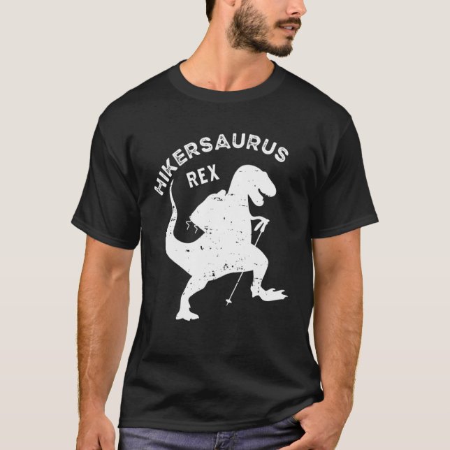 Camiseta Acampamento Hiker Saurus Rex Dinosaur Rex Hiking A (Frente)