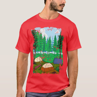 Camiseta Acampamento Inent e menina de acampamento floresta