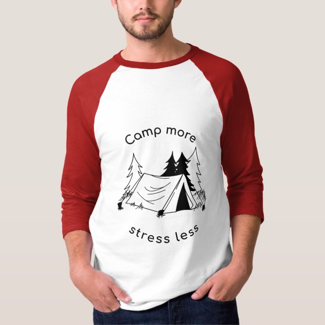 Camiseta Acampamento mais stress menos 3/4 manga raglan tee (Frente)