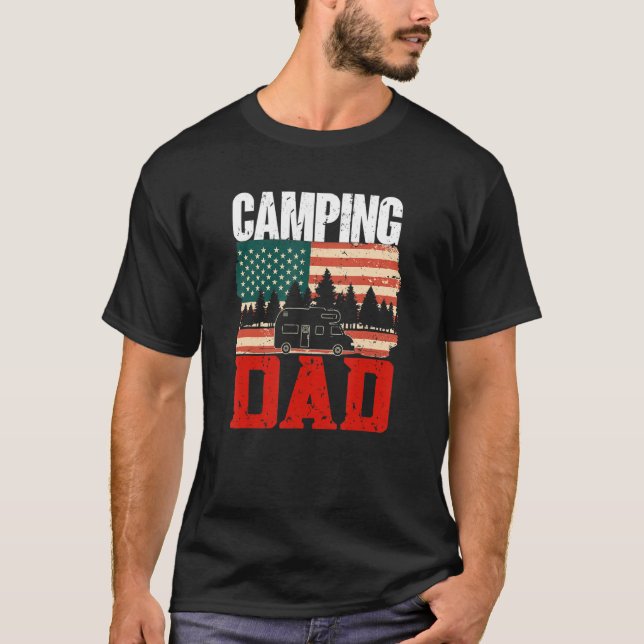 Camiseta Acampamento Mens Camping Pai Camper Caravan 12 (Frente)