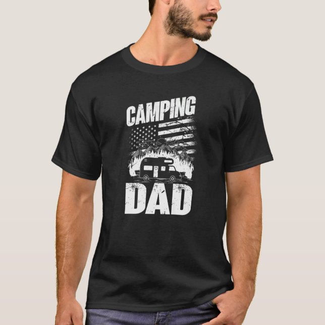 Camiseta Acampamento Mens Camping Pai Camper Caravan 15 (Frente)