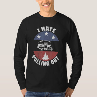 Camiseta Acampamento Odeio Tirar Trailer de Viagem Camper A