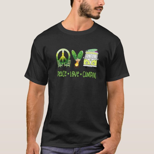 Camiseta Acampamento Peace Love Surfing (Frente)