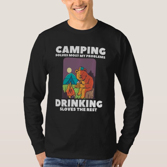 Camiseta Acampamento Resolve A Maioria Dos Meus Problemas O (Frente)