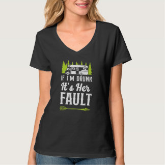 Camiseta Acampamento Se Estou Bêbado É Culpa Dela Motorhome