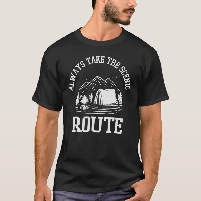 Camiseta Acampamento Sempre Leva A Câmera Car Rv Cênica (Frente)