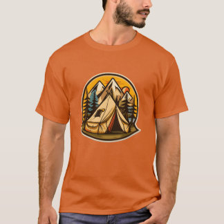 Camiseta acampamento vintage menino vetor tenda