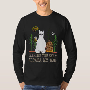 Camiseta Acampamento Você Diz Alpaca Meu Saco Llama Cita En