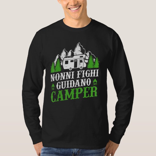 Camiseta Acampando Avós Fanny Dirigindo acampamento (Frente)