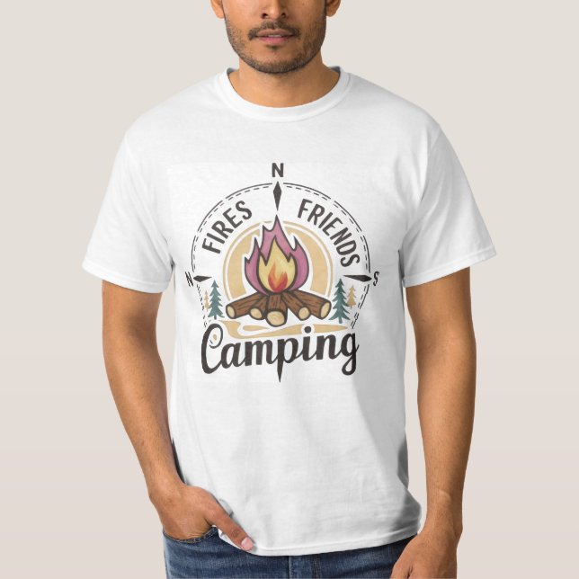 Camiseta acampar vibes, compor Fires Amigos (Frente)