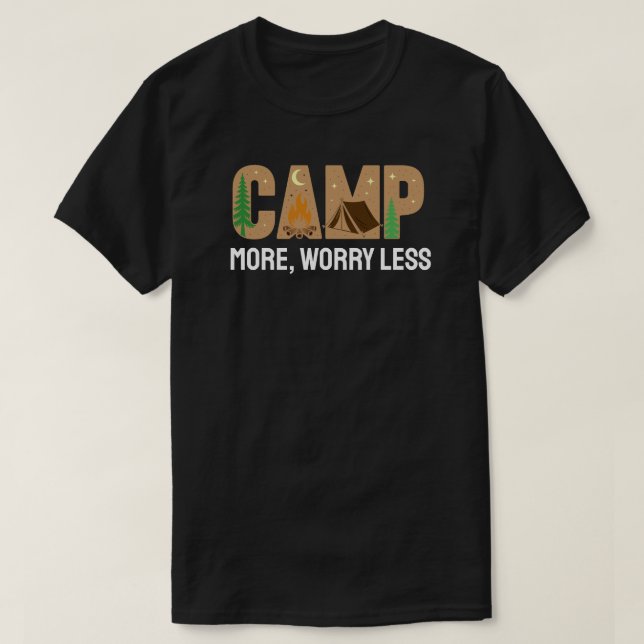 Camiseta Acampe Mais, Preocupe Menos (Frente do Design)