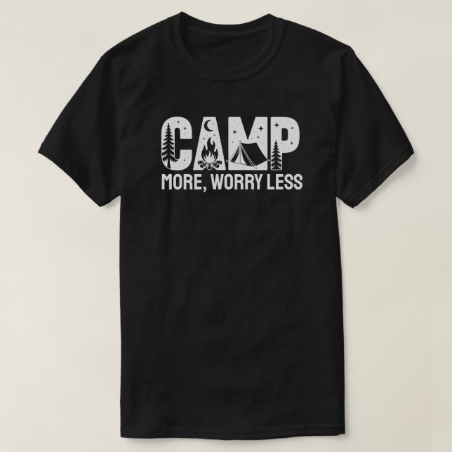 Camiseta Acampe Mais, Preocupe Menos (Frente do Design)