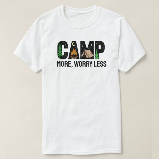 Camiseta Acampe Mais, Preocupe-se Menos (Frente do Design)