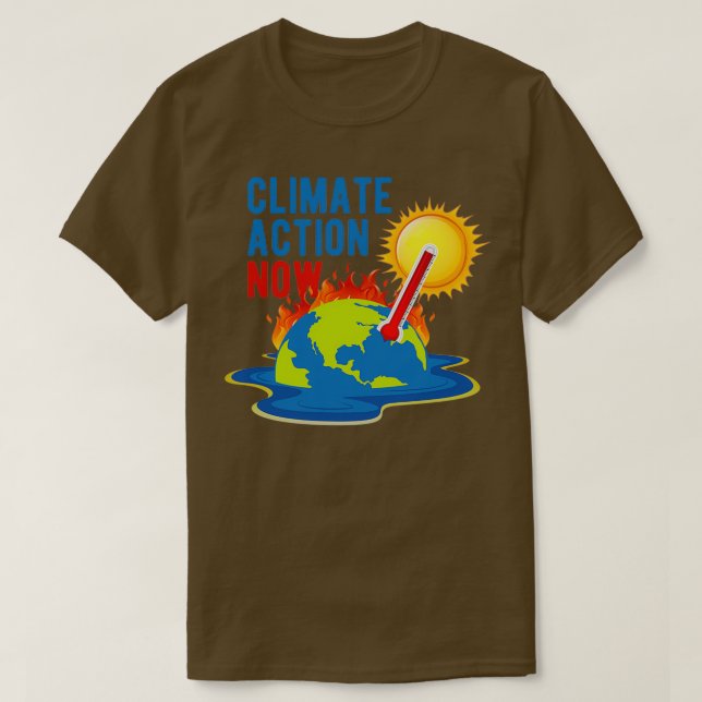 Camiseta Ação Climática Agora Aquecimento Global (Frente do Design)
