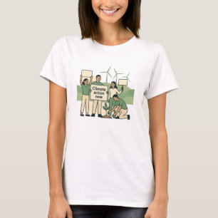 Camiseta Ação Climática Agora Projeto Ousado de Protesto Ve