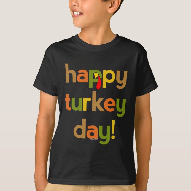 Camiseta Ação de Graças a Homens Feliz Dia da Turquia Queda (Frente)