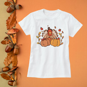 Camiseta Ação de Graças à Turquia com Pumpkins