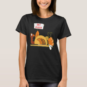 Camiseta Ação de Graças A Turquia Comeu Pizza Adultos Do Ve