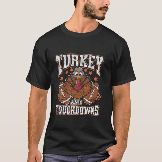 Camiseta Ação De Graças À Turquia E Aos Touchdowns De Futeb (Frente)